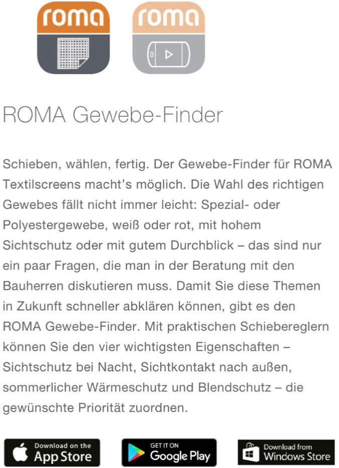 Roma Gewebefinder